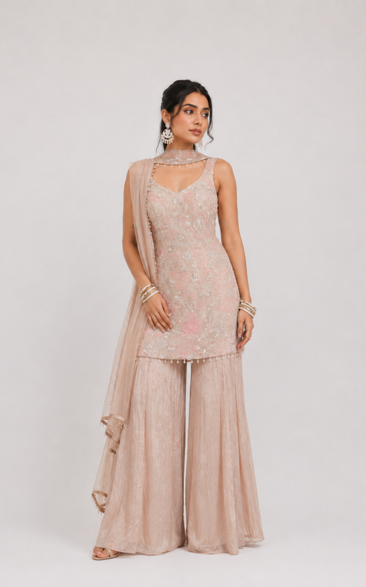 Blush Petal Sharara set