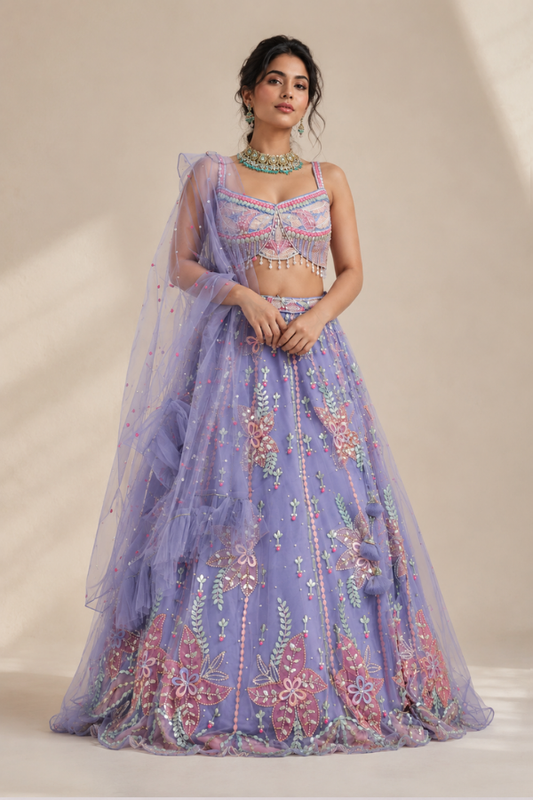 Lilac Flora Lehenga Set