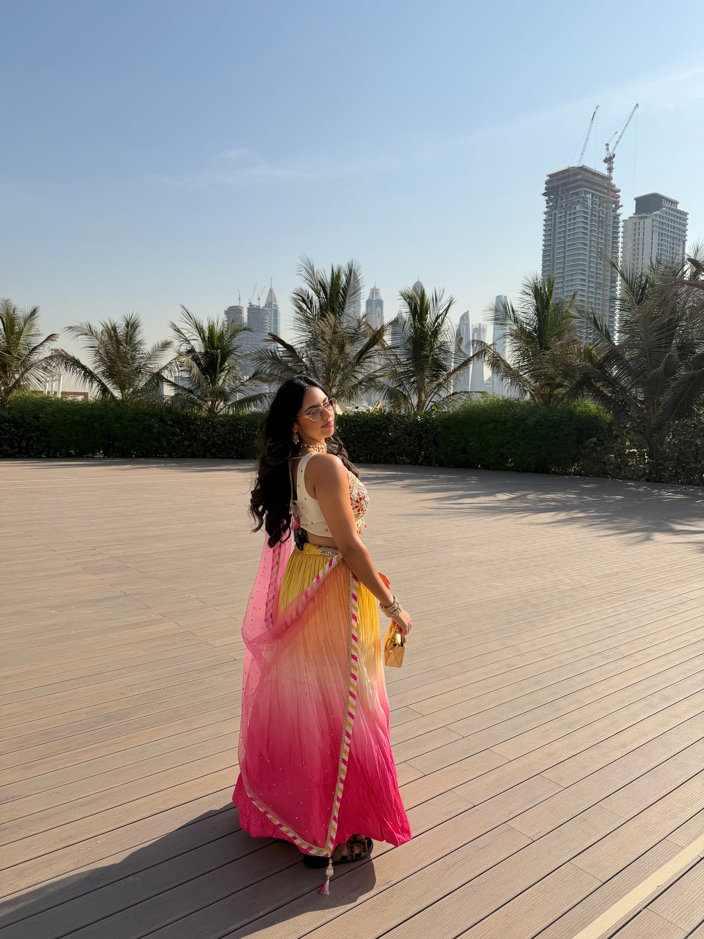 Pink and Yellow Sunset Lehenga