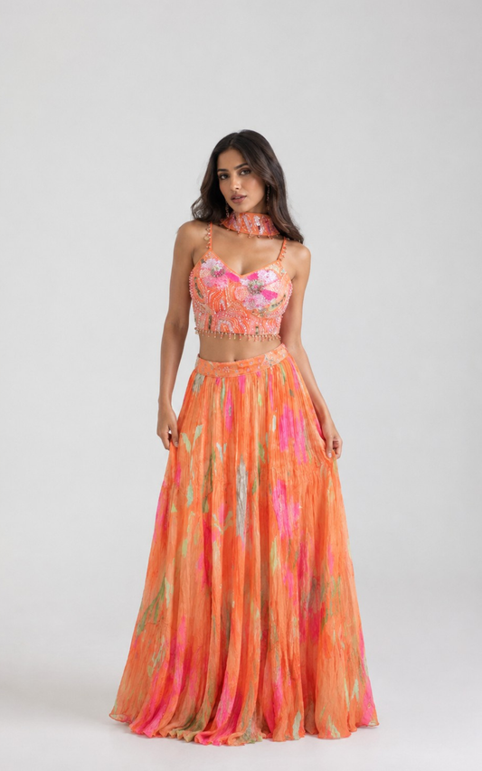 Coral Paradise Lehenga Set