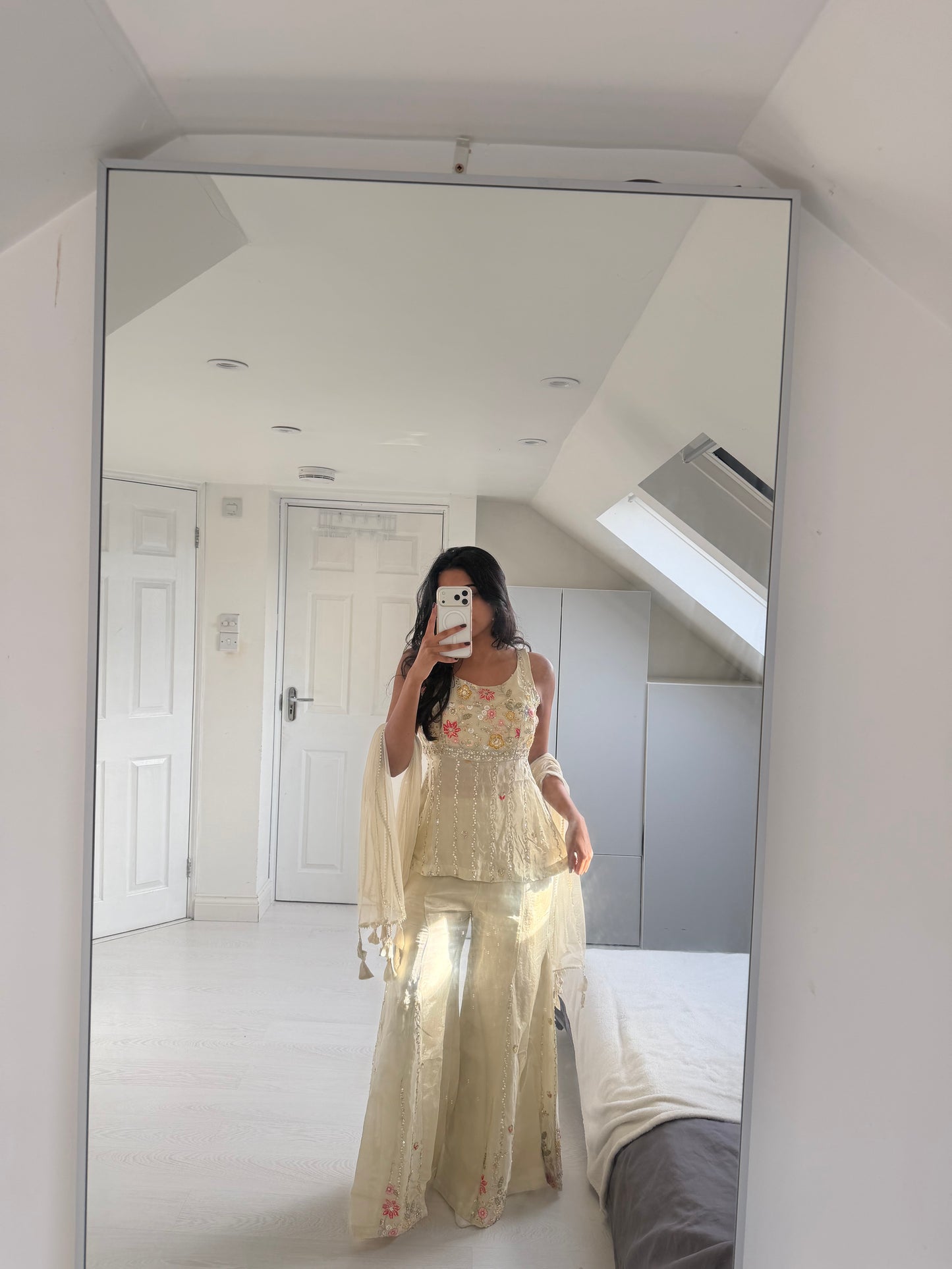 Cream Floral Sharara