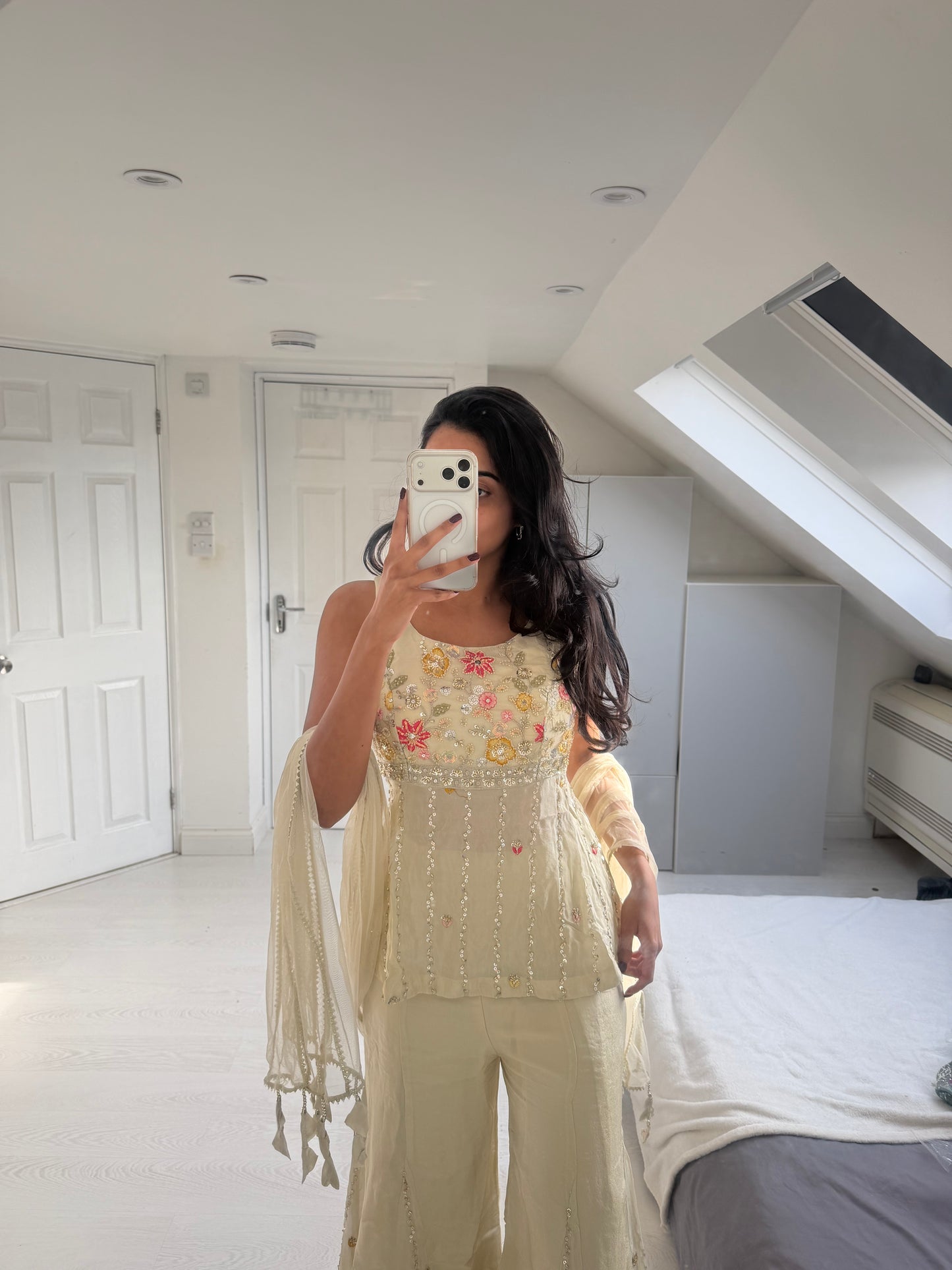 Cream Floral Sharara