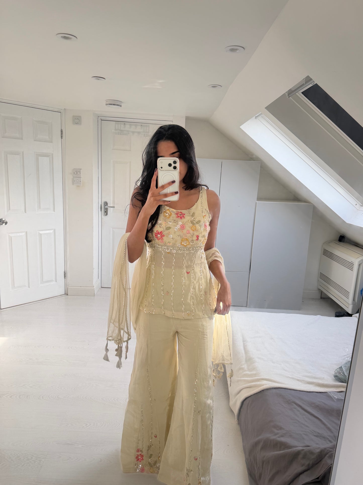 Cream Floral Sharara