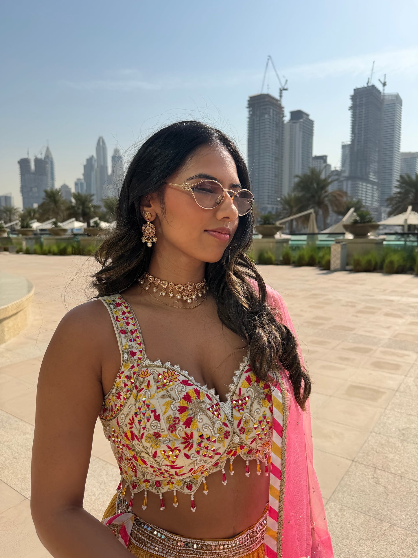 Pink and Yellow Sunset Lehenga