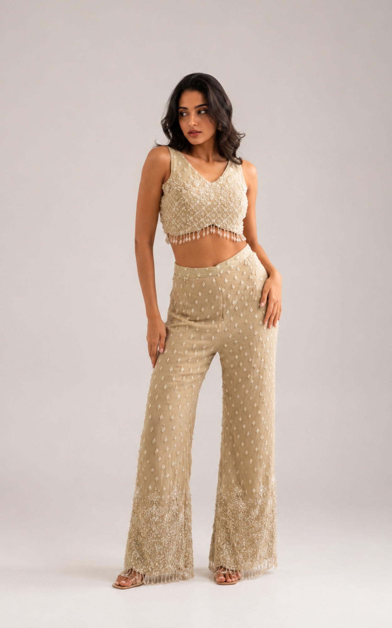 Champagne Muse Sharara Set