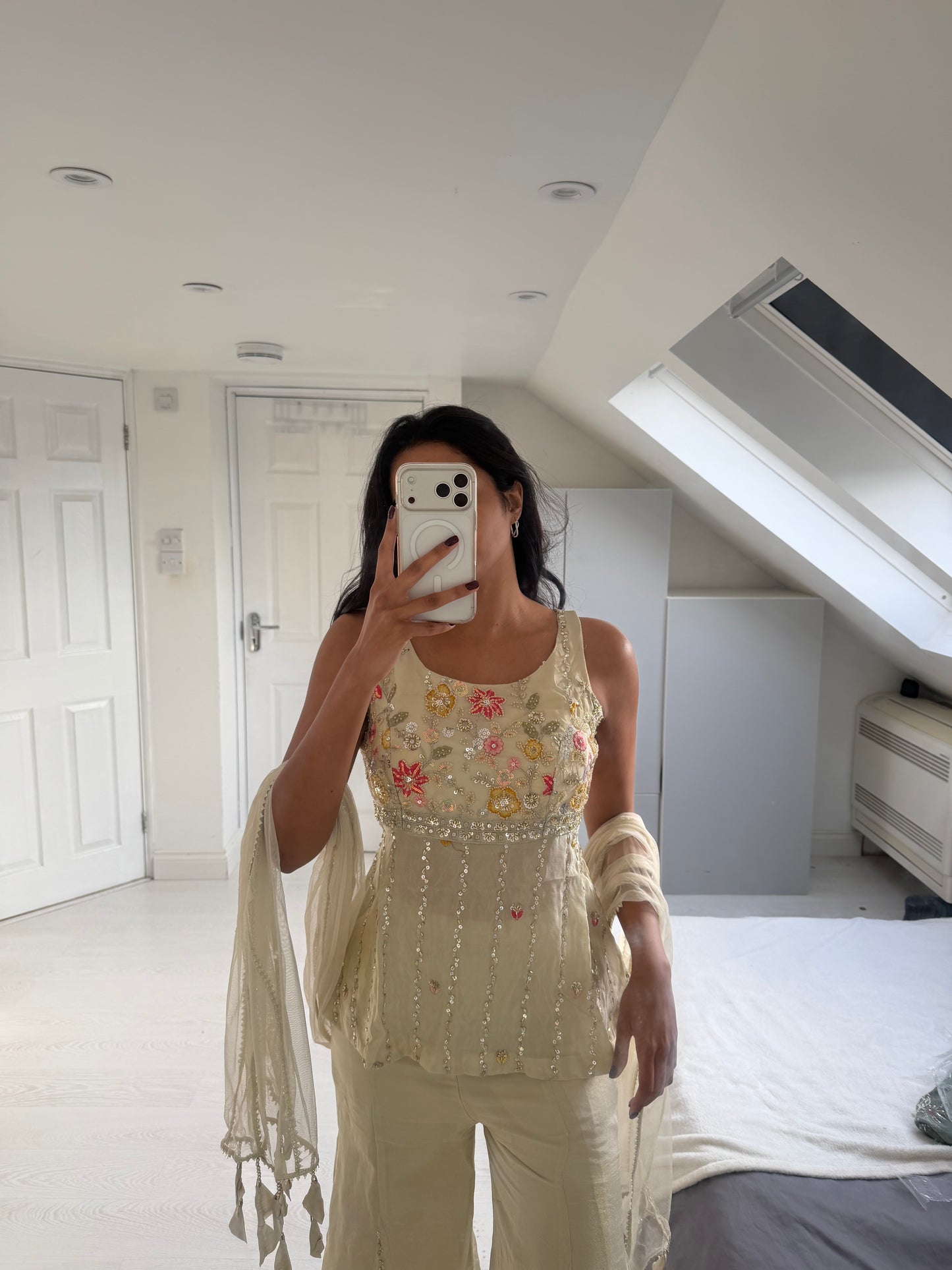 Cream Floral Sharara