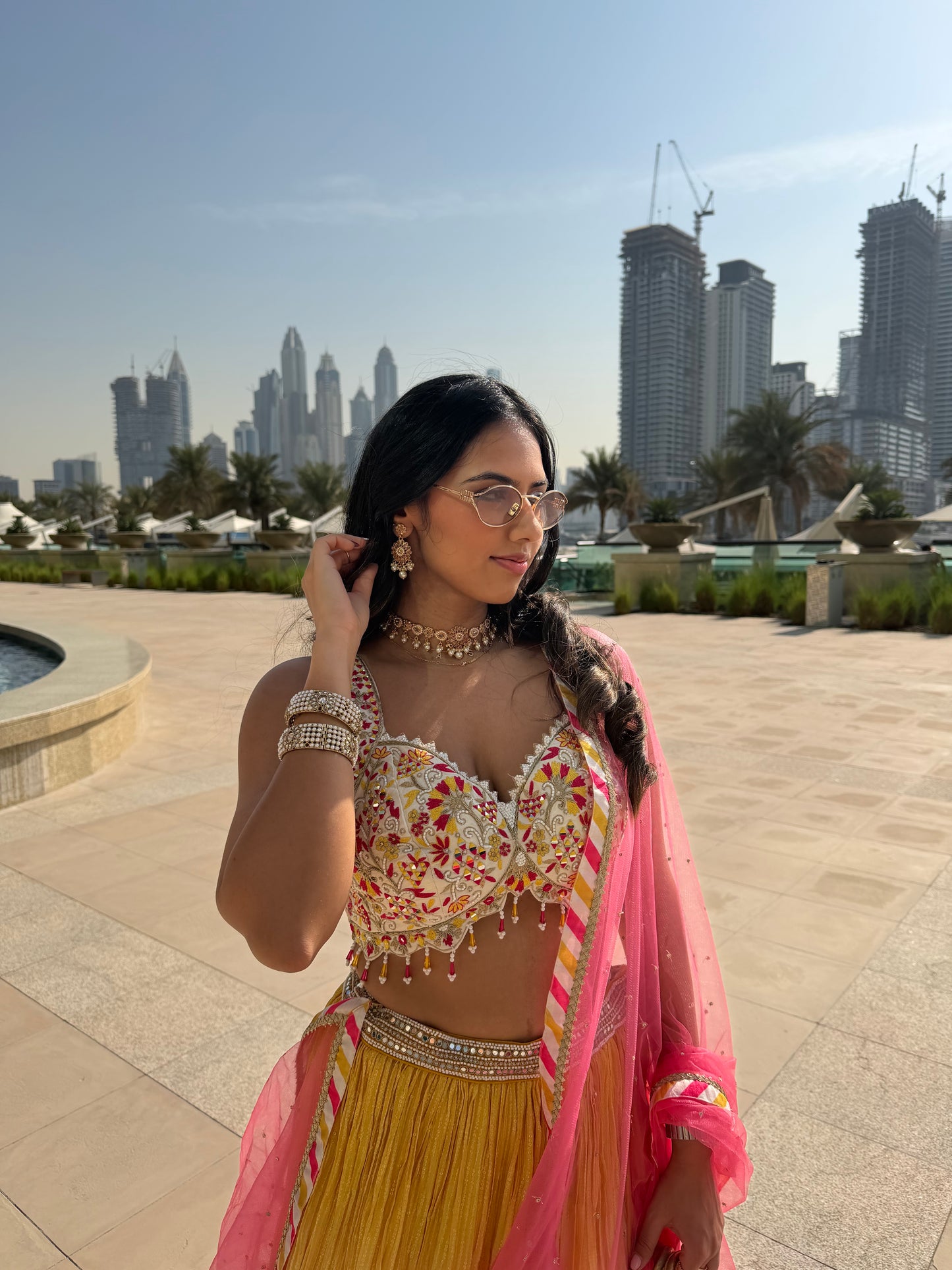 Pink and Yellow Sunset Lehenga