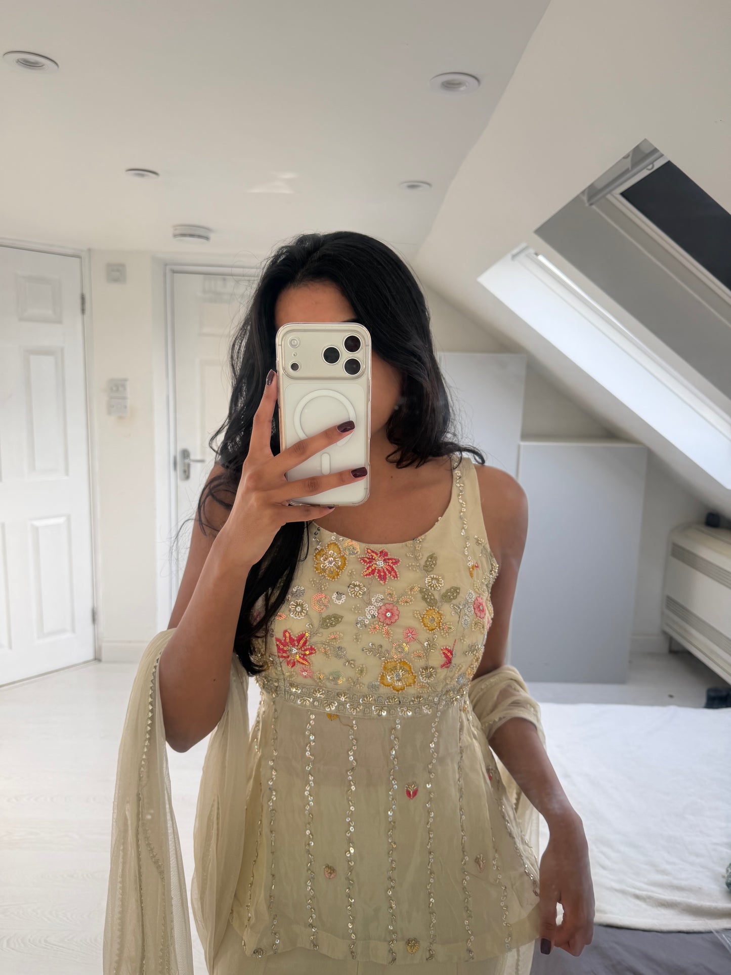 Cream Floral Sharara