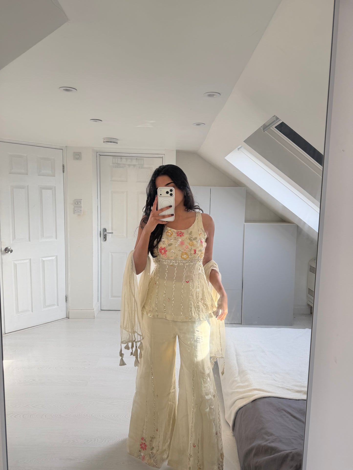 Cream Floral Sharara