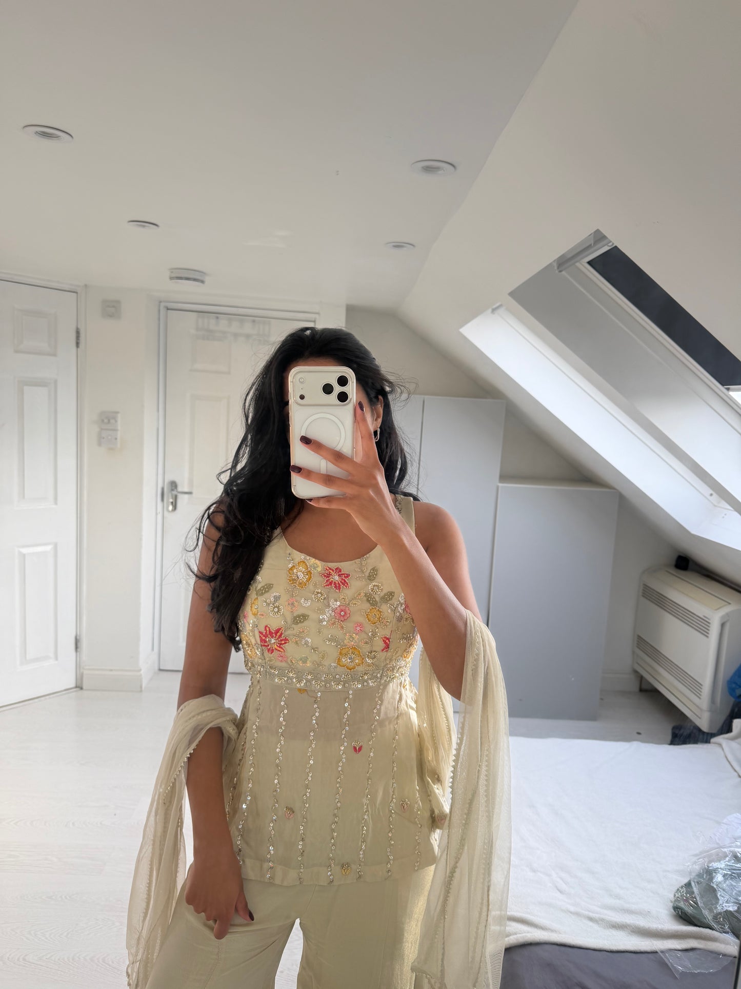 Cream Floral Sharara